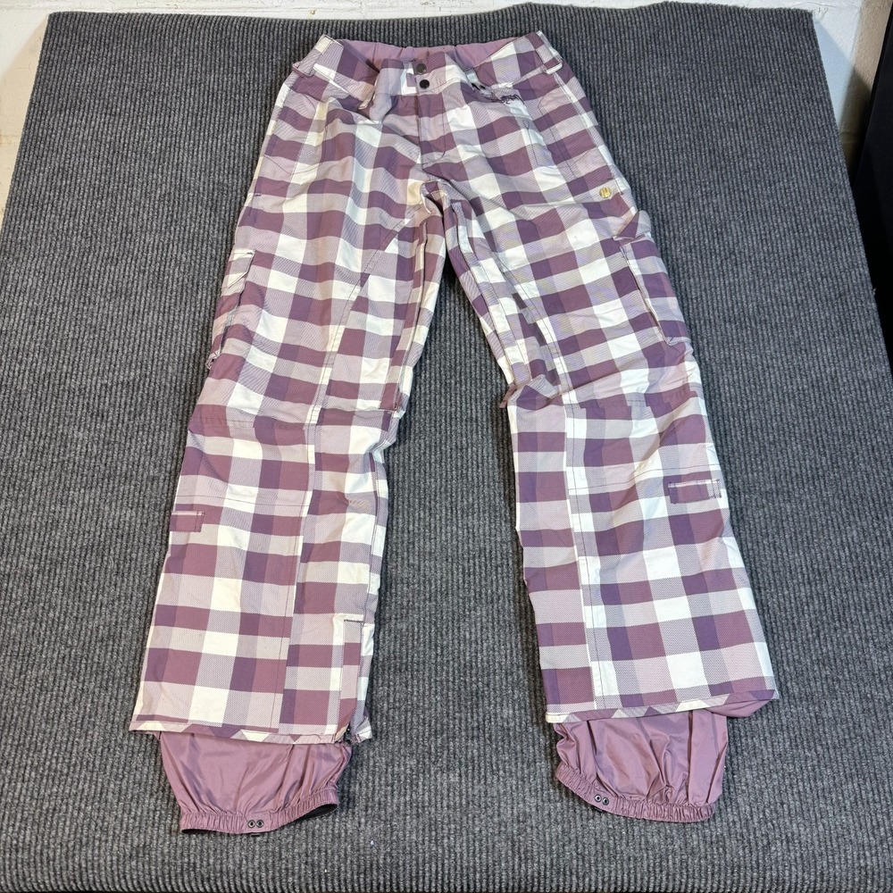 Burton Cargo Snow Pants Insulated Winter Ski Snowboard Plaid Womens Medium Baggy